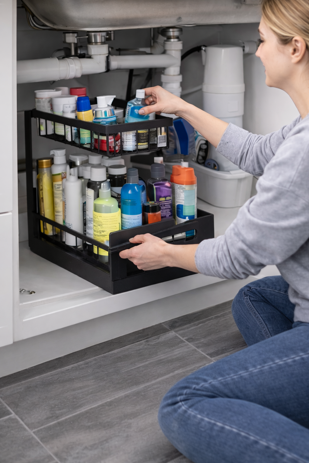 Adjustable Under-Sink Organizer w/ Slide-Out Storage (1 or 2 Pack)