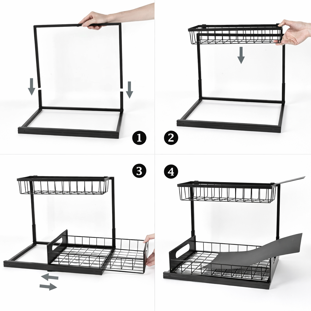 Adjustable Under-Sink Organizer w/ Slide-Out Storage (1 or 2 Pack)