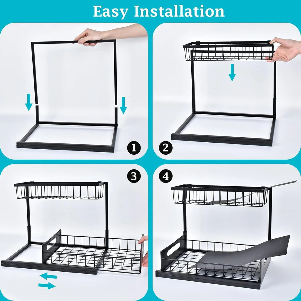 Adjustable Under-Sink Organizer w/ Slide-Out Storage (1 or 2 Pack)