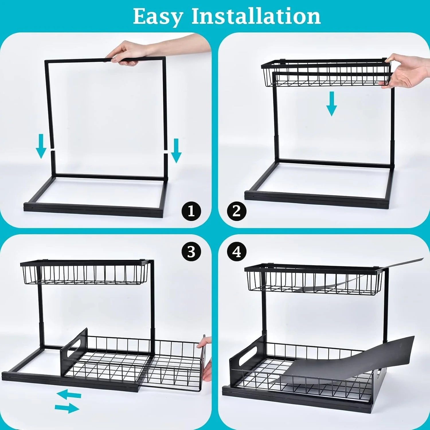 Adjustable Under-Sink Organizer w/ Slide-Out Storage (1 or 2 Pack)