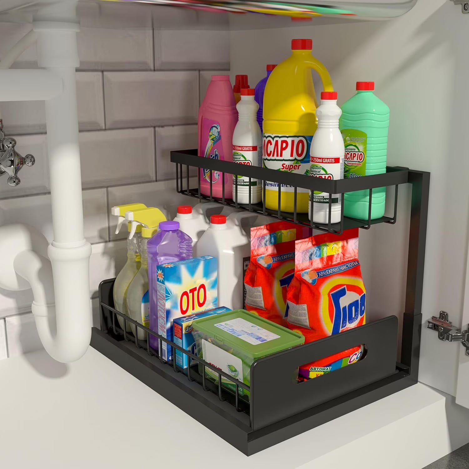 Adjustable Under-Sink Organizer w/ Slide-Out Storage (1 or 2 Pack)